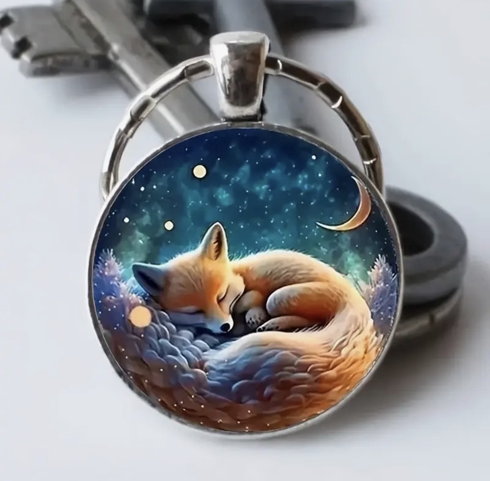3/$25 Sleeping Fox Keychain NEW